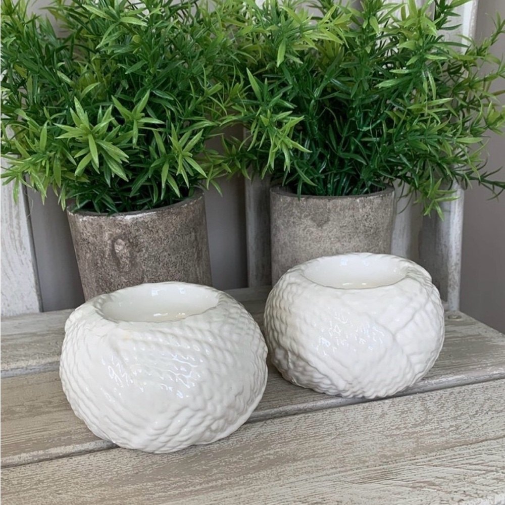 T.J.Maxx Nautical Rope candle Holder set ⚓️🆕⚓️Ceramic Rope Candleholders - Picture 3 of 9